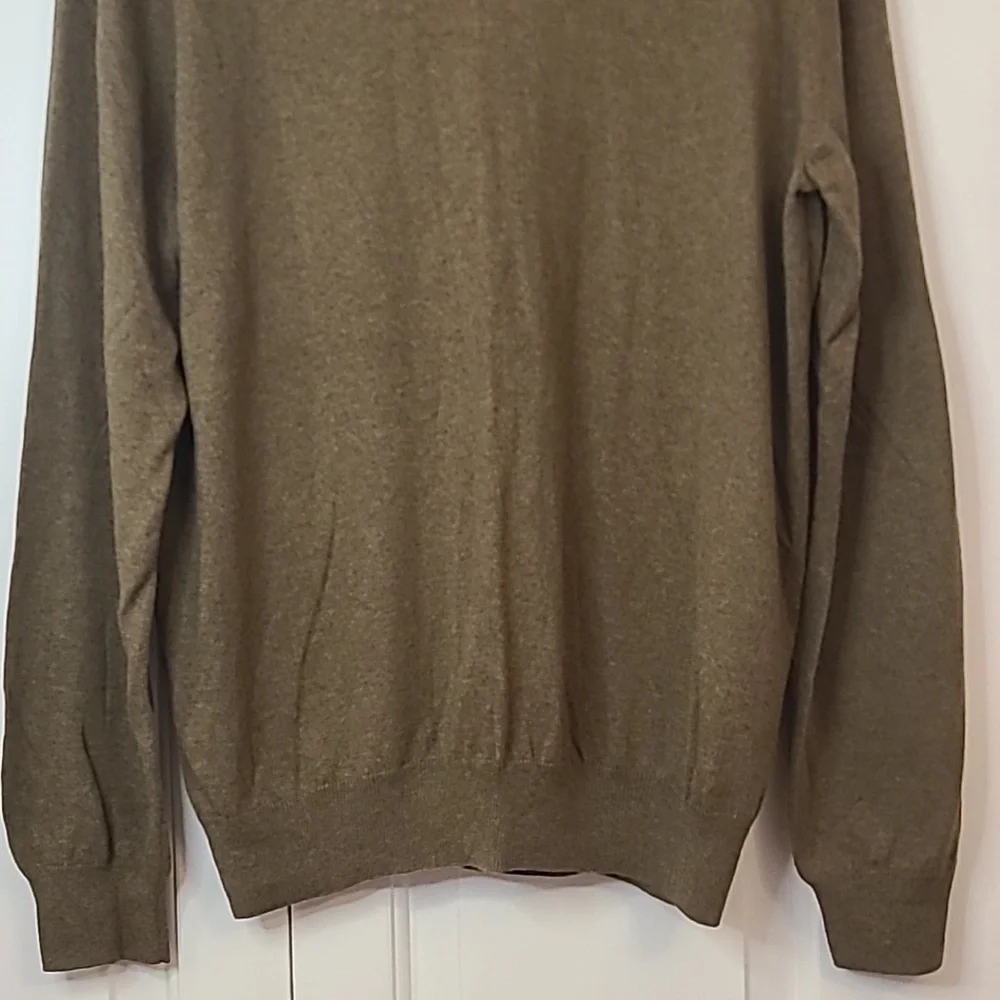 J.Crew Cotton Cashmere Shawl Collar Pullover Sweater Olive Brown Size L